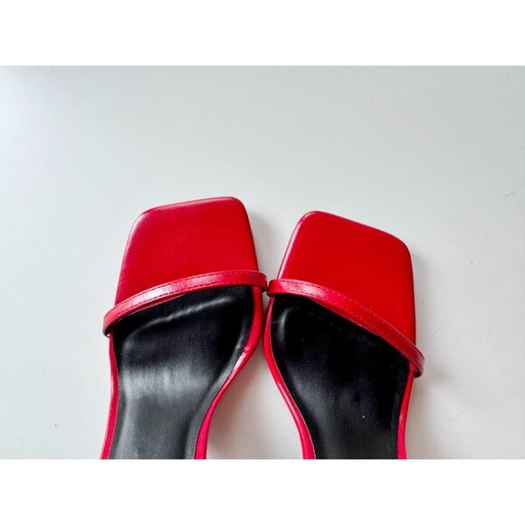 NWOT CALL IT SPRING Biancah Red Vegan Patent Double Ankle Strap Sandals, Size 8 - Picture 4 of 11